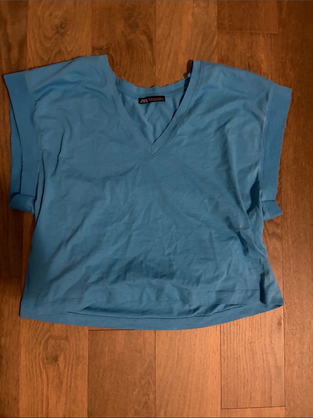 Zara Turquoise V-Neck Short Sleeve Tee